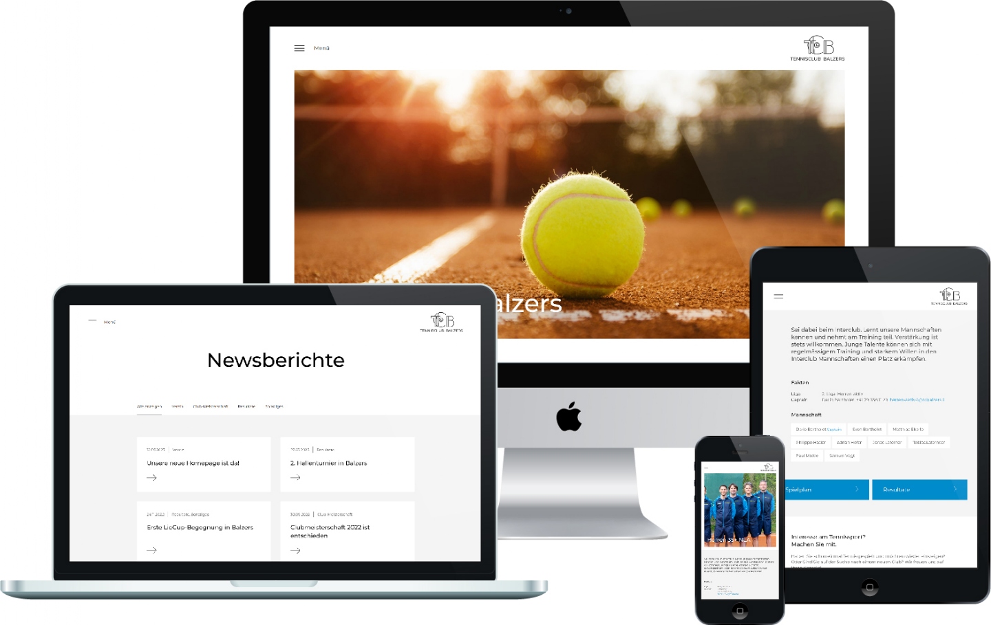 Tennisclub Balzers - Responsive Website, Vereins-CMS
